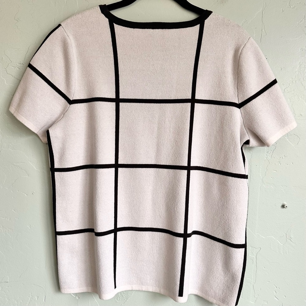 Ann Taylor Factory Cream Top with Black Grid Detail - Picture 4 of 6